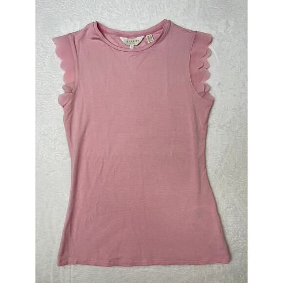 Ted Baker London Elijah Pink Scallop Preppy sz 0 Feminine Romantic Coquette - Picture 3 of 11